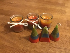 Candles from recycled candle wax