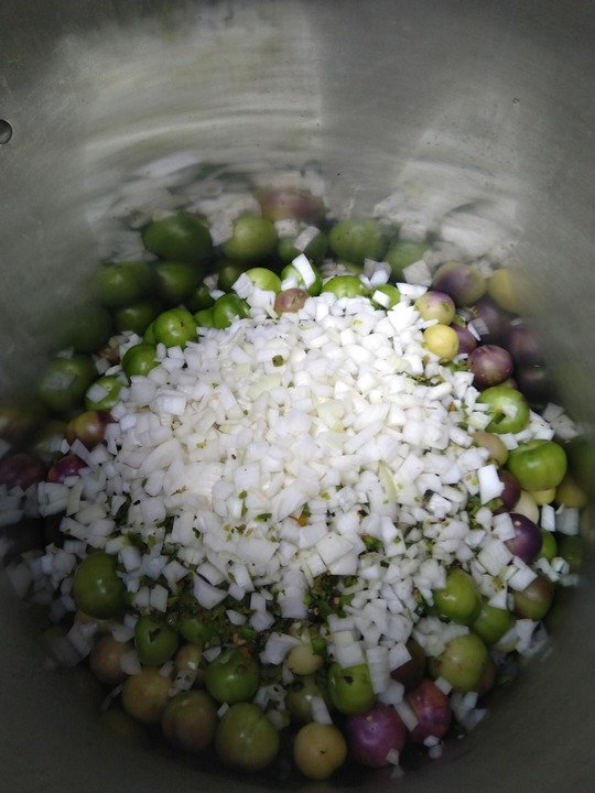 Harvested and preppared tomatillo salsa using a bunch of ingredientes from the garden: 

- tomatillos
- jalapeno
- garlic

Had to buy onions, cilantro, lime juice, and vinegar.